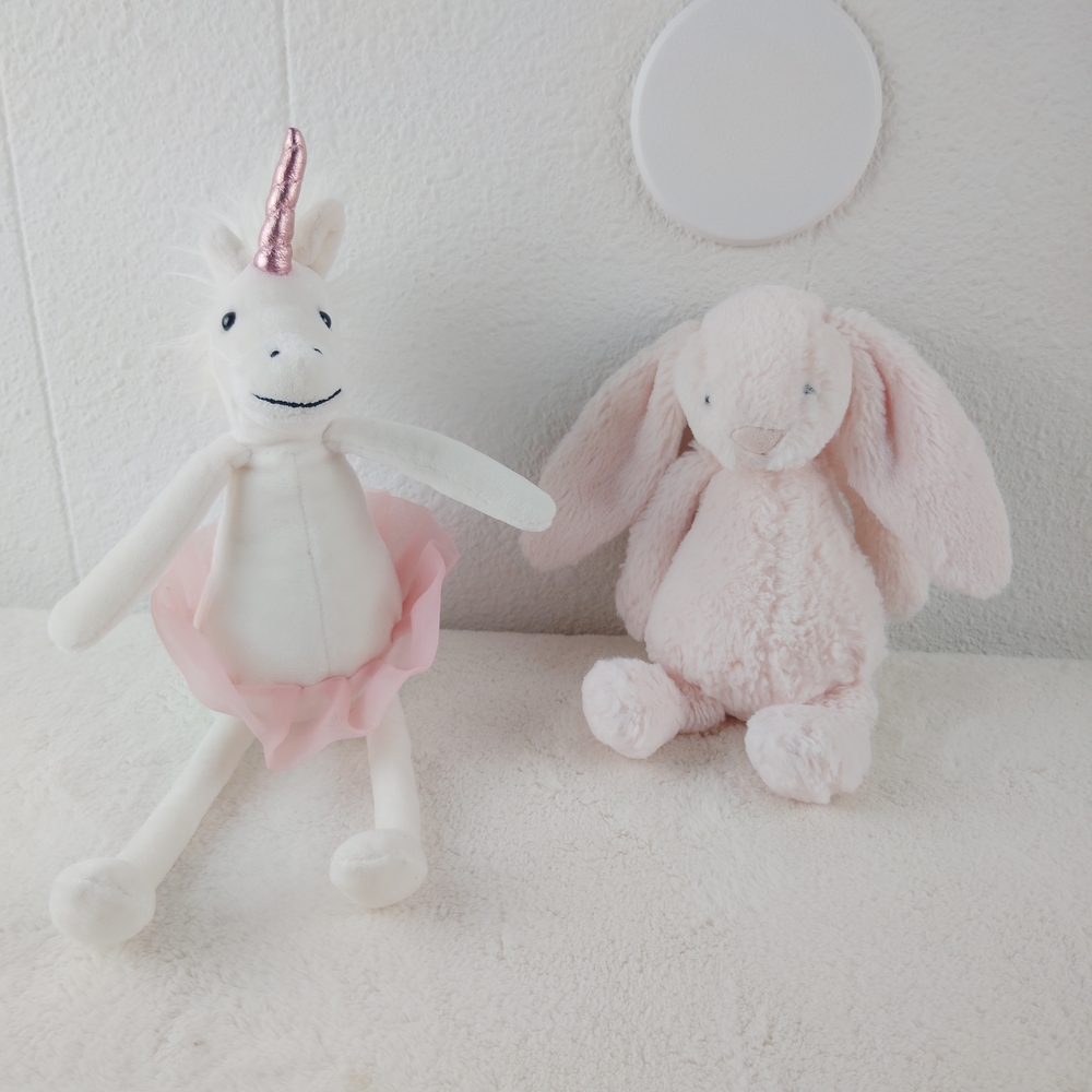Jellycat Pink Unicorn and Bunny Plush Duo
